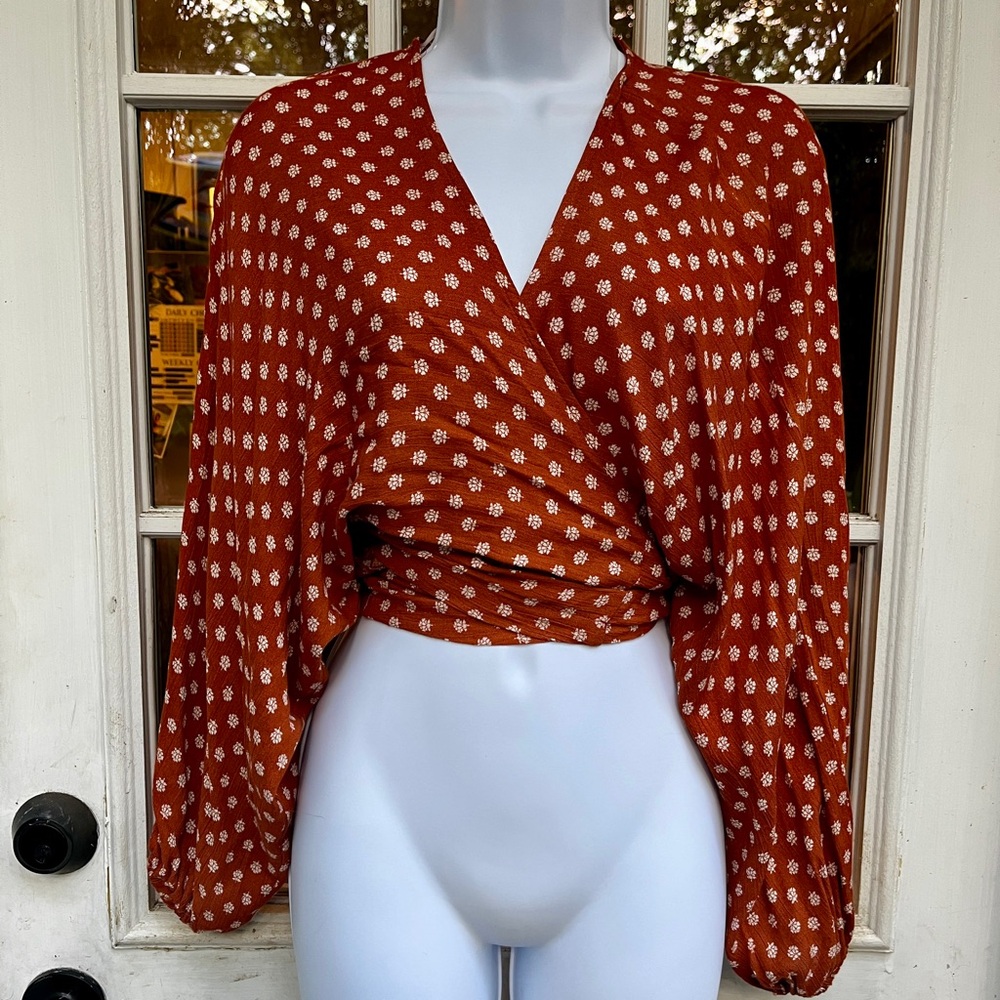 Women's Rust Wrap Style Top
